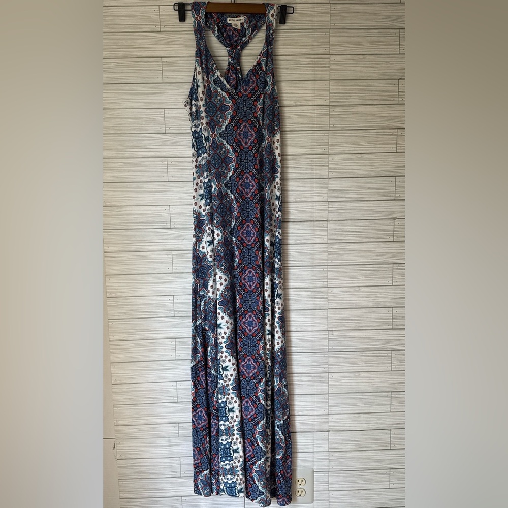 Artisan Ny Blue and Red Patterned Maxi Dress